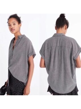 Madewell Central Shirt Black and White Haden Plaid Small Like New